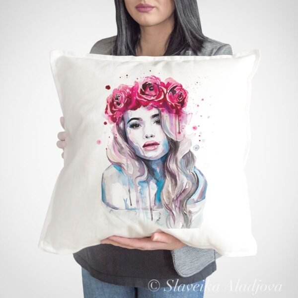 Rose crown girl art pillow cover Rose crown girl art pillow cover
