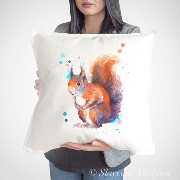 Red squirrel art Pillow case