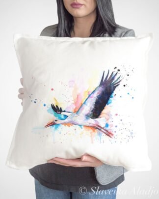 Stork art Pillow cover