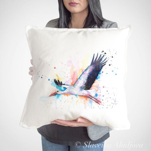 Stork art Pillow cover