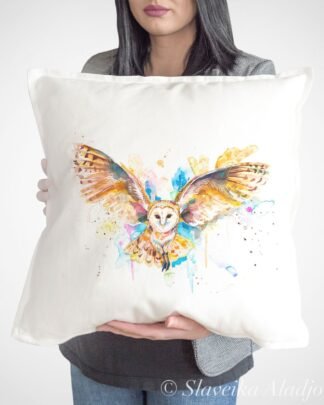 Barn owl art Pillow cover