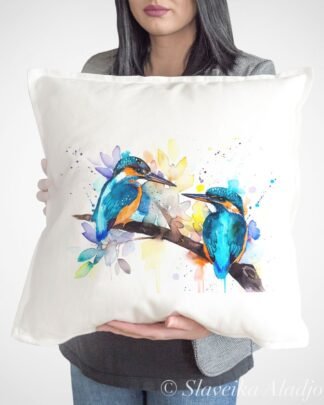 Common kingfisher art Pillow cover