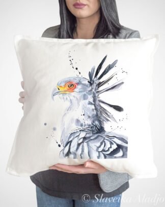 Secretary bird art Pillow cover
