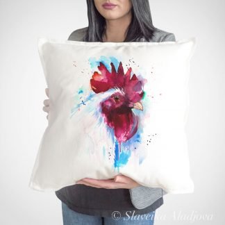 White Rooster art Pillow cover