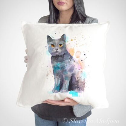 Chartreux cat pillow cover