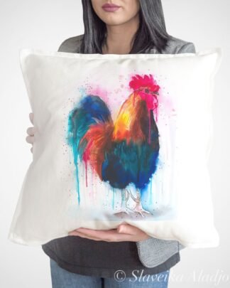 Rooster Colorful art Pillow cover