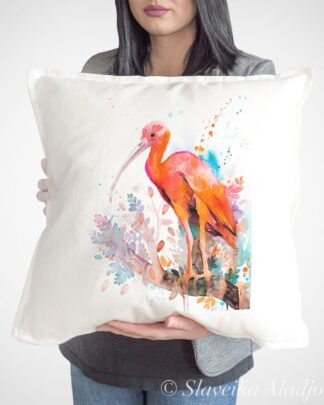 Scarlet Ibis art Pillow cover