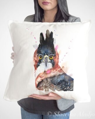 Ornate hawk-eagle art Pillow cover
