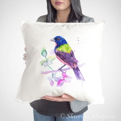Painted-Bunting art Pillow cover