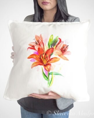 Lilium flower art pillow cover