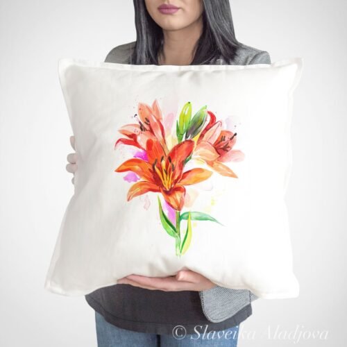 Lilium flower art pillow cover