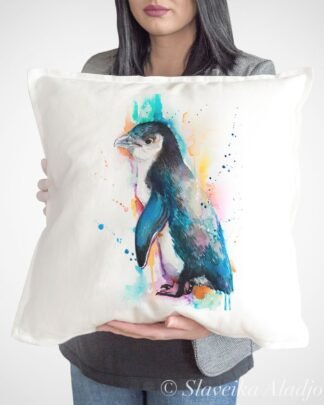 Little Blue Penguin art Pillow cover