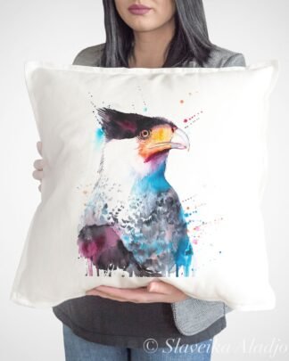 Northern Crested Caracara art Pillow cover