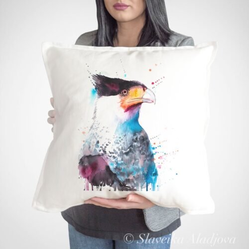 Northern Crested Caracara art Pillow cover Northern Crested Caracara art Pillow cover