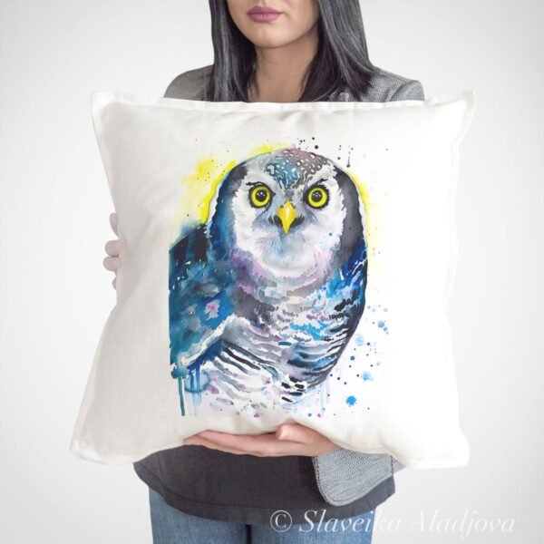 Northern hawk-owl art Pillow cover Northern hawk-owl art Pillow cover