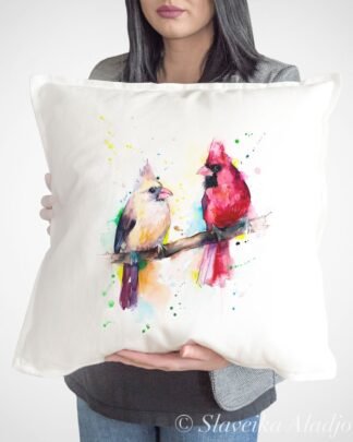 Cardinal Birds art Pillow cover
