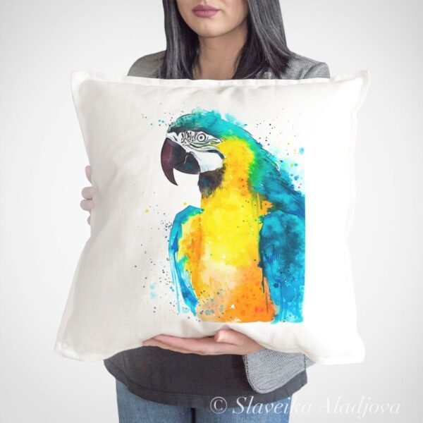 Blue and yellow macaw art Pillow cover Blue and yellow macaw art Pillow cover