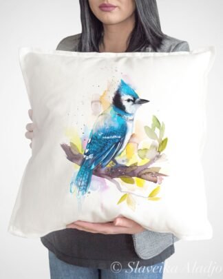 Blue Jay art Pillow cover