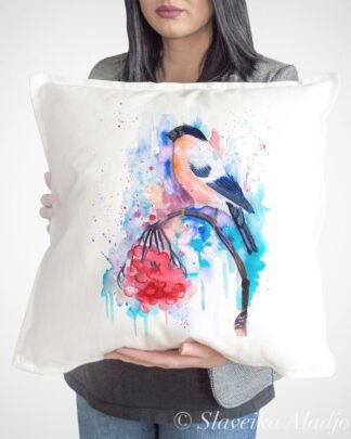 Bullfinch art Pillow cover