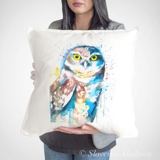 Burrowing owl art Pillow cover