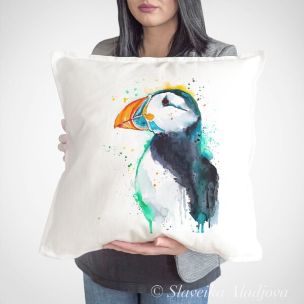 Atlantic puffin art Pillow cover Atlantic puffin art Pillow cover