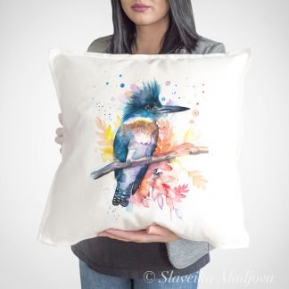 Belted Kingfisher art Pillow cover