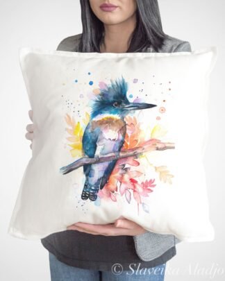 Belted Kingfisher art Pillow cover