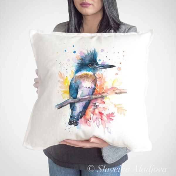 Belted Kingfisher art Pillow cover