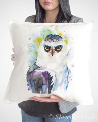 Black-and-white hawk-eagle art Pillow cover