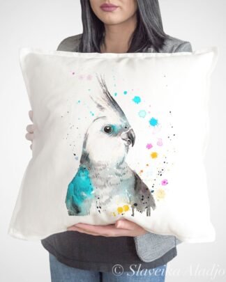 Cockatiel parrot art Pillow cover
