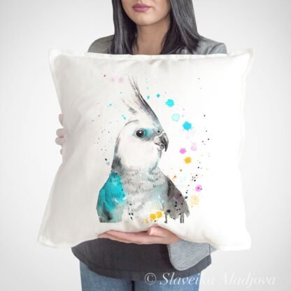 Cockatiel parrot art Pillow cover