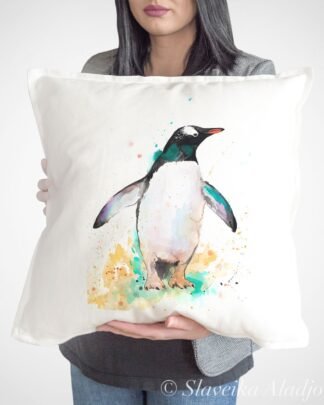Gentoo penguin art Pillow cover