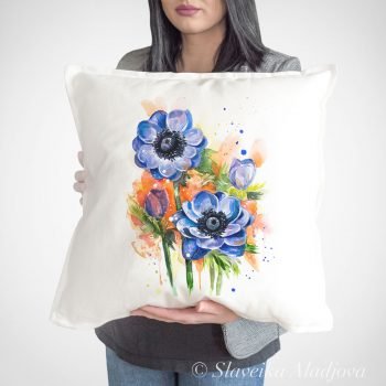 Anemone Flower art pillow cover