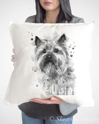 Black and white Cairn Terrier art pillow cover