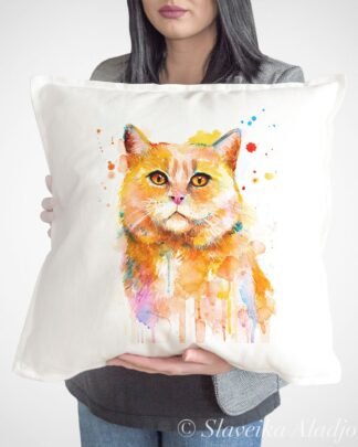 Cat art pillow cover