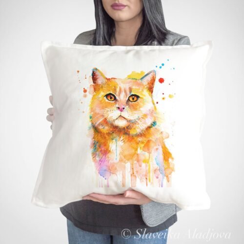 Cat art pillow cover