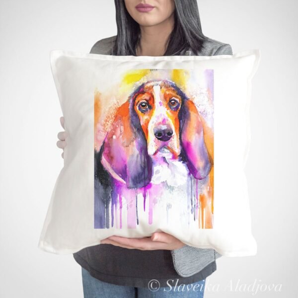 Basset art pillow cover