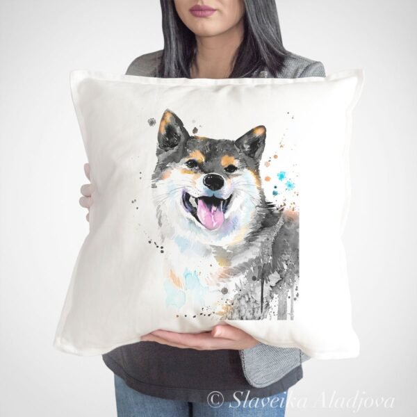 Black And Tan Shiba Inu art pillow cover