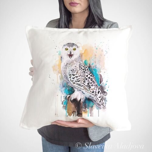 Snowy Owl art Pillow cover