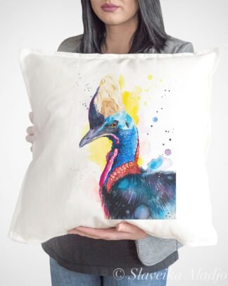 Cassowary bird art Pillow cover