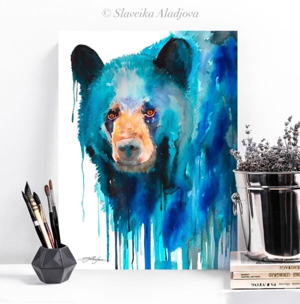 Blue American black bear watercolor 2 Blue American black bear