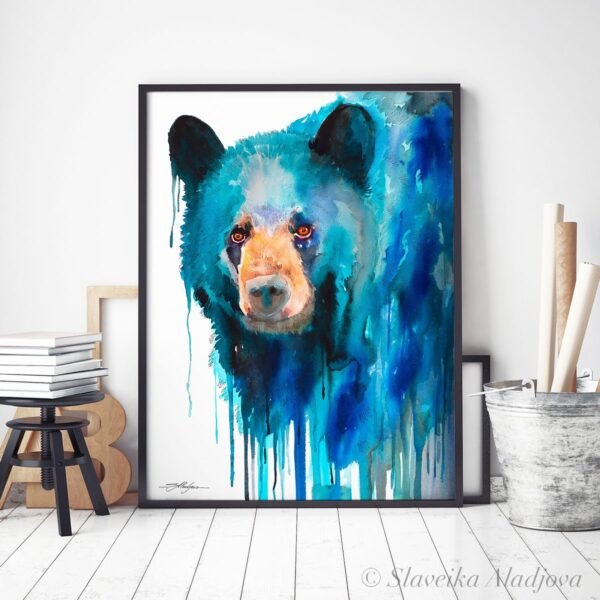 Blue American black bear watercolor 3 Blue American black bear