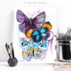 Blue and Purple Butterfly watercolor 2 Blue and Purple Butterfly