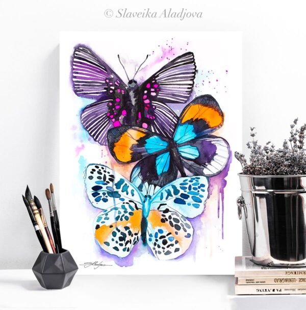 Blue and Purple Butterfly watercolor 2 Blue and Purple Butterfly