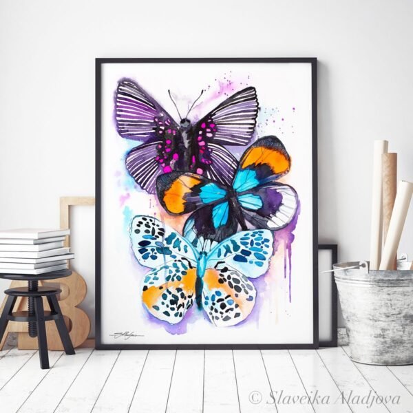 Blue and Purple Butterfly watercolor 3 Blue and Purple Butterfly