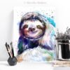 Three-toed sloth watercolor 2 Three-toed sloth