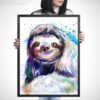 Three-toed sloth watercolor 5 Three-toed sloth