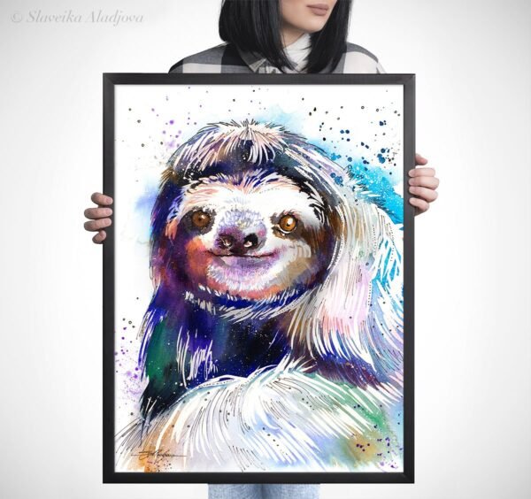 Three-toed sloth watercolor 5 Three-toed sloth