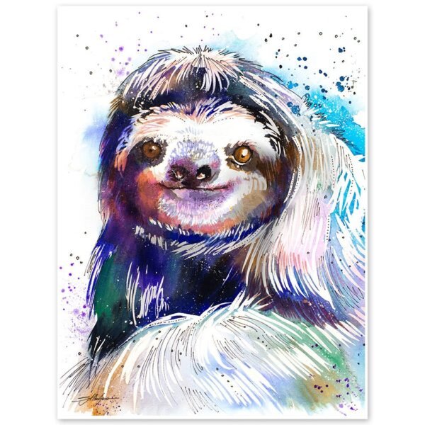 Three-toed sloth watercolor 7 Three-toed sloth