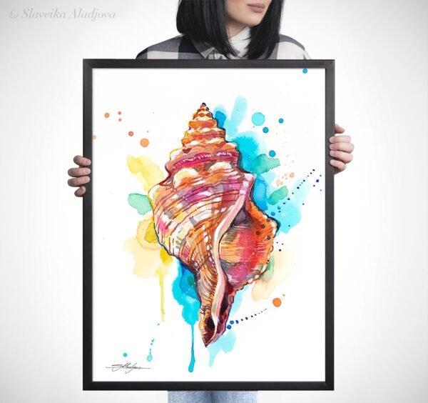 Seashell watercolor painting print by Slaveika Aladjova Seashell watercolor painting print by Slaveika Aladjova